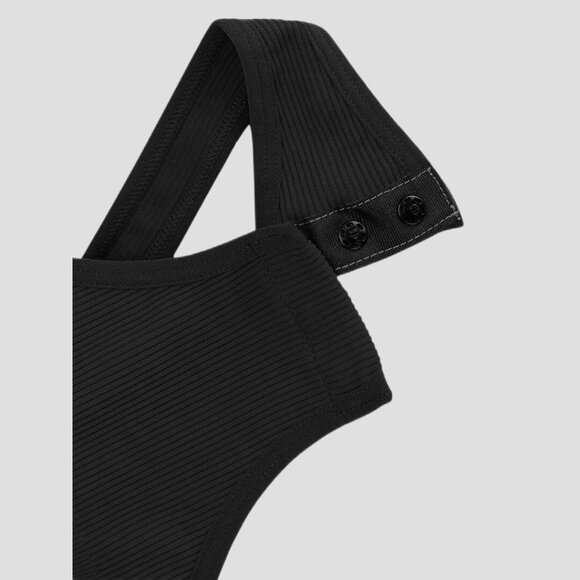 Off the Shoulder Tummy-Control Bodysuit, Black - Picture 6 of 6